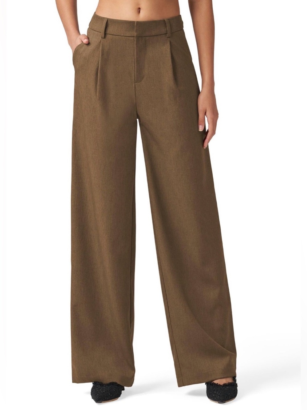 NWT Wide-Leg High-Waist Pants - Light Brown Sz XXL